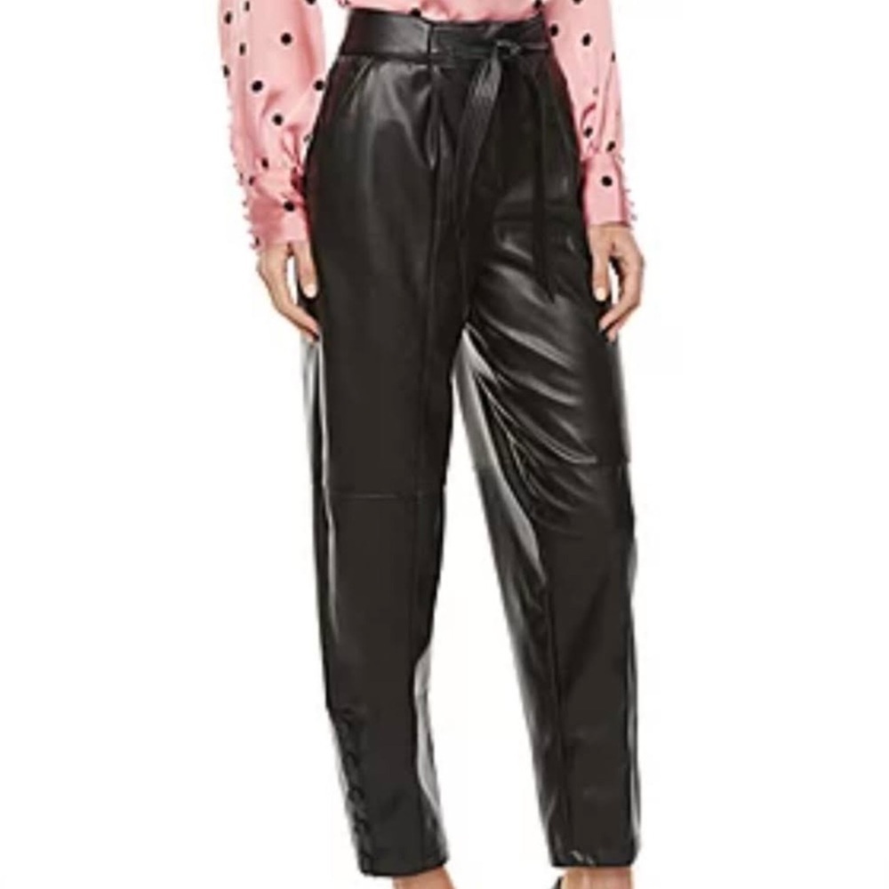 Rye grass black faux leather ankle pants size 10